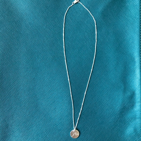 Sterling Silver Wave Disc Necklace - Picture 4 of 5